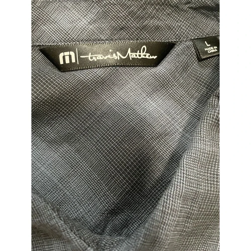Travis Mathew Button Down Shirt Men Lg Grey Black Plaid Long Sleeve Golf Preppy - Picture 2 of 7